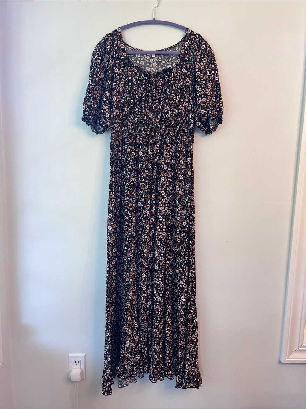 Haven Hearts Floral Maxi Dress with Puff Sleeves